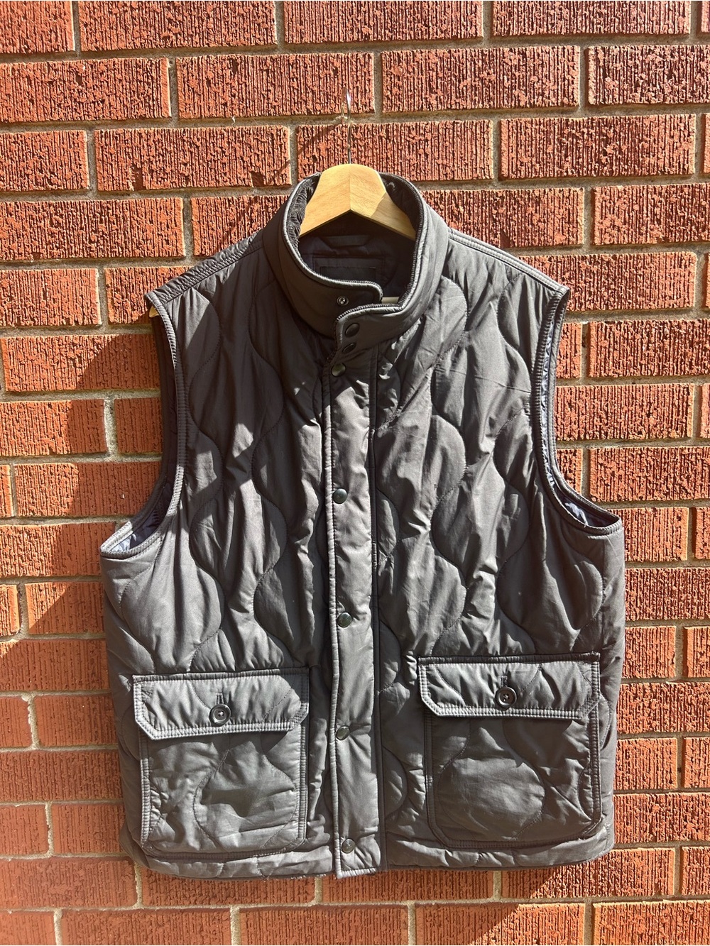 Banana Republic Black Quilted Utility Puffer Vest Men’s Large Snap Front